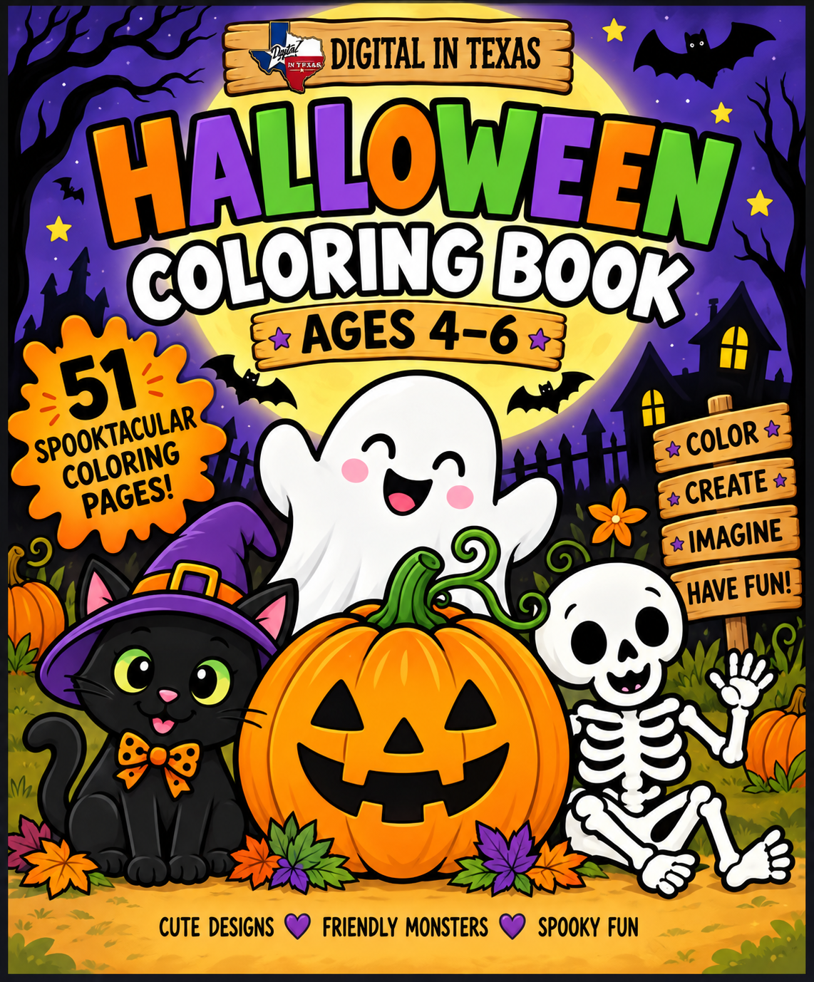 Halloween Coloring Book — Ages 4–6