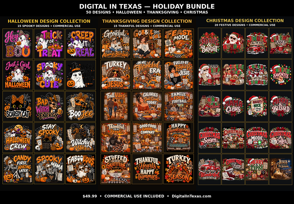 Holiday T-Shirt Decal Bundle — 50 Designs